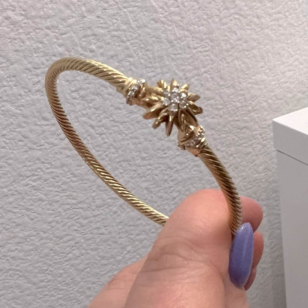 Stackable Gold Cable Starburst Hook Bangle Bracel… - image 5